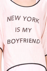 T-Shirt uni à manches mi-longue NEW YORK Rose