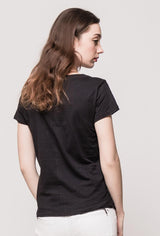 T-Shirt à manches courtes MACMAX col V noir