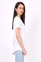 T-Shirt uni à manches courtes MACMAX col rond blanc