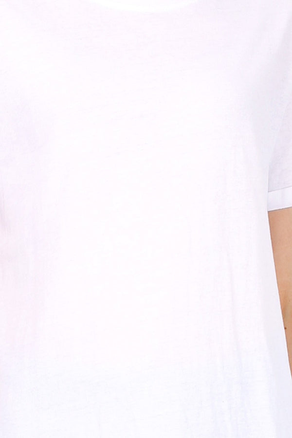 T-Shirt uni à manches courtes MACMAX col rond blanc